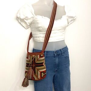 Bohemian Multicolor Woven Wayuu Mochila Crossbody Bag